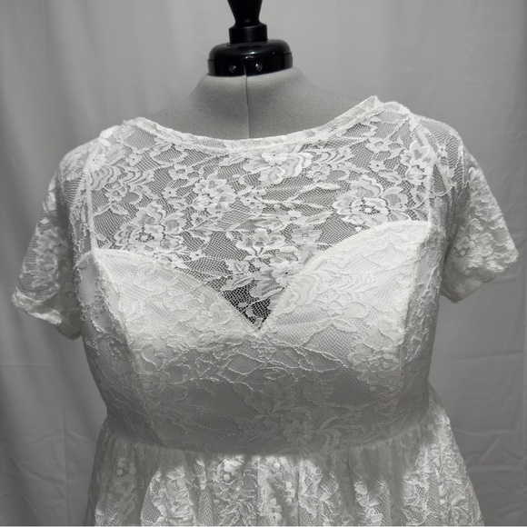 SOLD NWOT Plus Size Fit & Flare Lace White Dress SHEIN 2XL/16W Bridal Shower - Picture 4 of 16